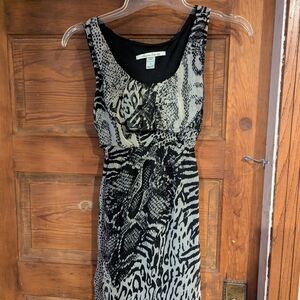American Rag‎ Black and White Sheath Midi Dress Tie Front